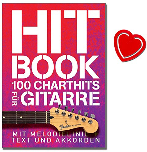 Hit Book - 100 Charthits für Gitarre - aktuelle Top-Titel und etwas ältere Hits - [ Noten/Sheetmusic/Songbook] - mit herzförmiger Notenklammer