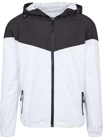 Urban Classics Herren Jacke 2 - Tone Tech Windrunner TB2107, Gr. X-Large (Herstellergröße: XL), Mehrfarbig (Black/White 00050)