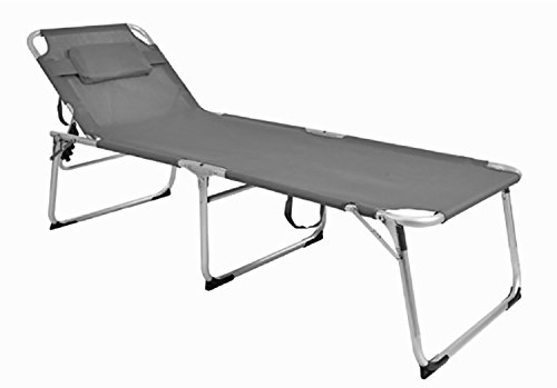 Mojawo XXL Gartenliege Sonnenliege Relaxliege Liege Aluminium mit Kissen gepolstert klappbar grau L200xB70xH45/95cm
