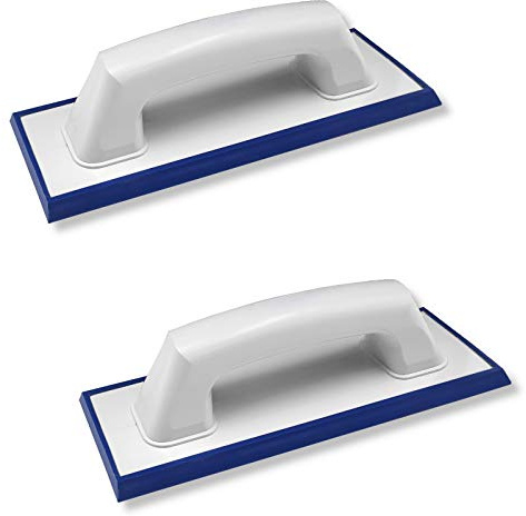 2er Set DEWEPRO® Fliesen Fugbrett mit Spezialbelag (Feingummi) für Epoxid-Fugmasse und Naturstein - Abmessung Gummiauflage 240x95mm - Kunstharz Epoxidfugbrett - Fugenbrett