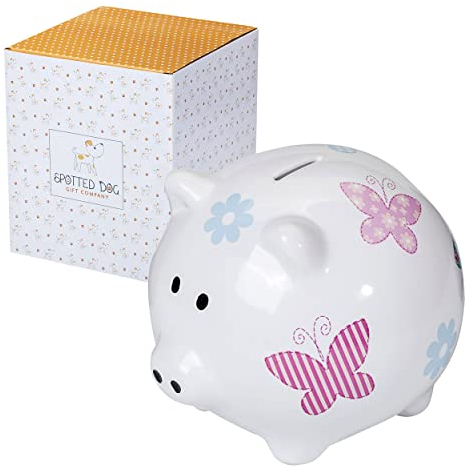 SPOTTED DOG GIFT COMPANY Hucha Cerdito Grandes Originales de Cerámica Regalo para Niños Adultos y Adolescente Niñas con Caja