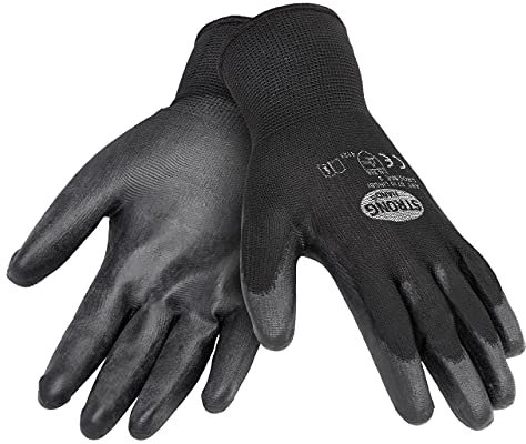 Stronghand HandschuhMan. 6 Paar Schwarze Montage Arbeitshandschuhe Gr. 6 bis 11 Werkstatt Garten (6/XS)