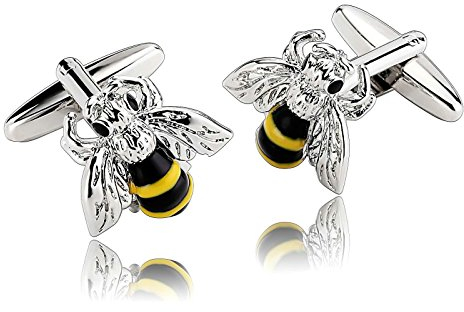 Beydodo 1 Paar Edelstahl Hochzeit Manschettenknöpfe Silber Kleine Biene Hemd Manschettenknopf