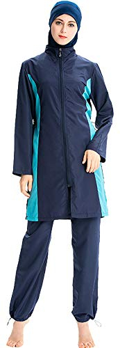 TianMaiGeLun Muslimische Bescheidene Badebekleidung Islamische Bademode mit Hijab Volle Abdeckung Badeanzug Modest Muslim Swimwear Burkini Beachwear Sportkleidung (N2, L)