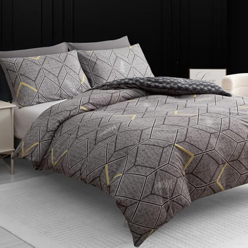 LAZZARO - Set copripiumino super king size, 3 pezzi, con chiusura a cerniera e 2 federe, ultra morbido, in microfibra ipoallergenica, set di biancheria da letto da 220 x 260 cm