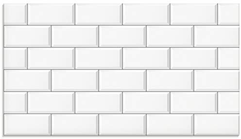 ARTLAND Spritzschutz Küchenrückwand Küche Herd Glas mit Motiv 90x50 cm Fliesenoptik Metrofliese Muster Fliesen Metro Modern Hochglanz Weiß U1RH