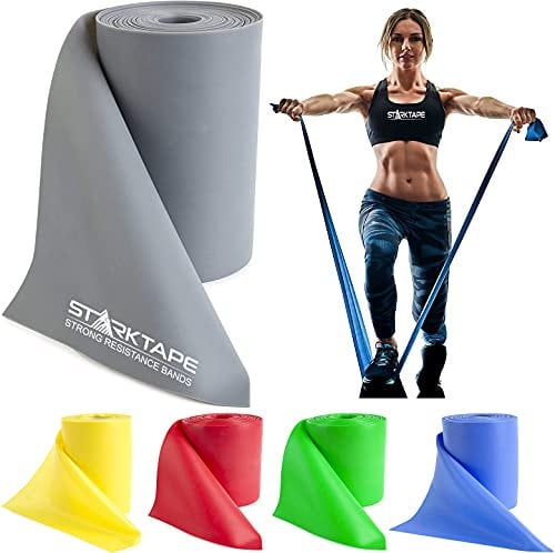 Starktape-Widerstandsbänder, Fitnessband professionelle Rolle. Physiotherapie-elastisches Übungs-Fitness-Workout-Band für Ober- und Unterkörper, Pilates, Reha, Yoga, Pilates, Training. X-Heavy Grau