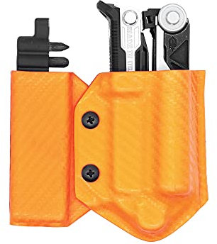 Clip & Carry Kydex Multitool Sheath for Gerber Center-Drive w/Bit Sidecar Holder ~ Made in USA (Multi-Tool & Bits not Included) Multi Tool Holster (Carbon Fiber Orange, Tool Sheath w/BIT Sidecar)