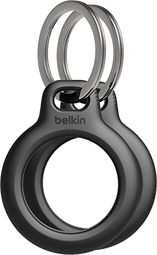 Belkin Custodia per AirTag con anello portachiavi Secure Holder, guscio protettivo antigraffio per Air Tag – Confezione da 2, Nero, Normal