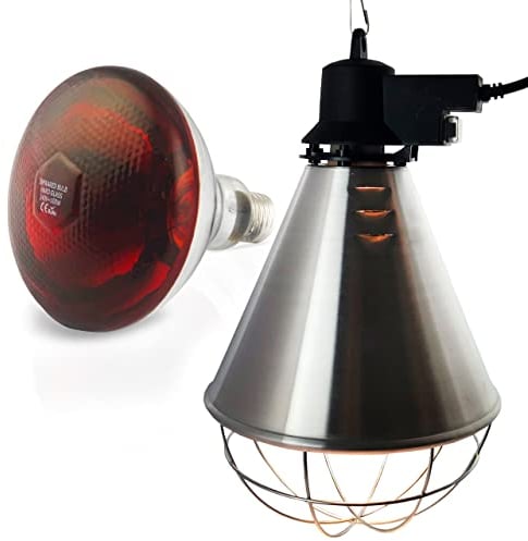 fratrisPRO Profi Wärmestrahler mit Sparschalter | Set 175 Watt Rotlichtlampe Wärmelampe E27 | Ferkellampe, Kückenlampe, Wärmelampe Tiere, Hühner, Infrarot Heizstrahler