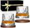 BOLESTA Whiskygläser, drehbar, Kristallglas, Trinkgläser mit 2 kreativen Walnuss-Untersetzern und Geschenk-Box, für Scotch, Bourbon, Cocktails