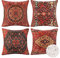 Velvhom 4er Wasserdicht Leinen Kissenbezug Zierkissenbezug Boho Dekorativen Kissenhüllen antikem Orientalischer Türkischer Teppich Muster Kissenzug 45 x 45 cm für draußen Bauernhaus Sofa bunt, rot