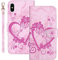 Bartern Cover per Apple iPhone X Flip Cover iPhone XS Custodia a libro con funzione di supporto e supporto per carta, in pelle PU, colore: Rosa