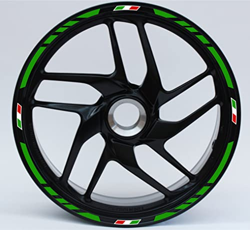 DualColorStampe Aufkleber für Motorradfelgen, 17 Zoll, italienische Flagge, komplettes Set, Aufkleber, Felgenstreifen, Artikelnummer D0015 (Limette)