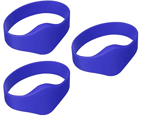 sourcing map RFID-Armbänder, Silikon-Näherungsarmband, 13,56 MHz, schreibgeschützt, wasserdicht, breiter Ringtyp für Türeingangskontrolle, blau, 3 Stück
