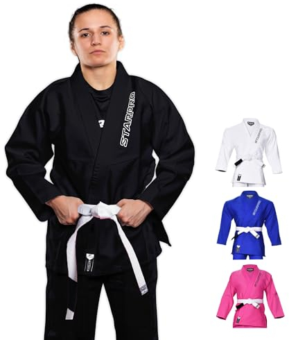 Starpro Evolve Premium Jiu Jitsu pré-retraité, BJJ Gi - Différentes tailles et couleurs Jujitsu Gi, Gi BJJ léger, Jiu Jitsu Gi, Juijitsu Gi, Gi BJJ, BJJ Gi Men (Noir, A3)