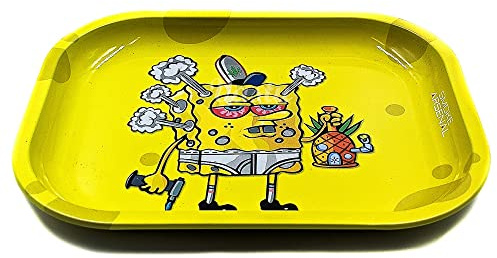 Rolling Tray - Small Metal Smoking Rolling Tray - Various Cartoon Designs (Spongebong)