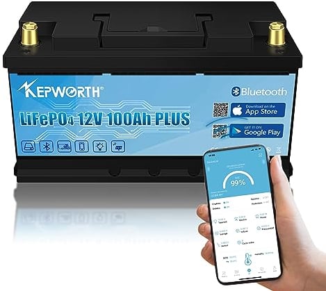 Lifepo4 Battery 100ah 12v Lithium Battery, Bluetooth BMS, Lightweight Small Size Perfect for RV, Marine, Trolling Motor, Solar, Van Life, Back Up Power & Off Grid Applications