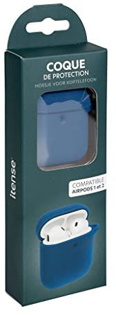 ITENSE - Custodia per auricolari wireless - Compatibile con Apple AirPods 1 e 2 - Colore: Blu - Materiale: Silicone - Custodia protettiva - Protegge da urti e graffi - Custodia morbida