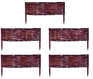 Floranica 5 Stück Beetbegrenzung aus Weide 10 cm x 40 cm Rasenkante aus Weidengeflecht Beeteinfassung Rasenkante Beetzaun Weidenzaun Palisade Abtrennung von Blumenbeetwegen Gartenbeeten