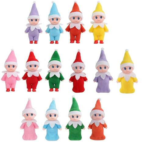 JHBEMAXS Mini Elf Baby Twins Kindness Tiny Elves Puppen-Set (14 Stück) | Kid Craft Babies Holiday Decoration Accessories Gift for Girls Boys Kids Adults