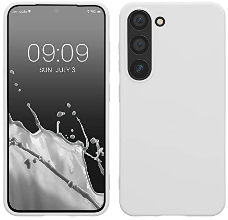 kwmobile Hülle für Samsung Galaxy S23 TPU Case - Handyhülle unterstützt kabelloses Laden, Flexible Schutzhülle, gummiertes Cover in Weiß matt
