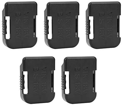 Zunate Battery Rack, 5Pcs Battery Wall Mount Storage Shelf Rack, Battery Holder Compatible for Makita 18V/for Bosch 18V Batteries, Shelf Bracket Belt Slot(black)