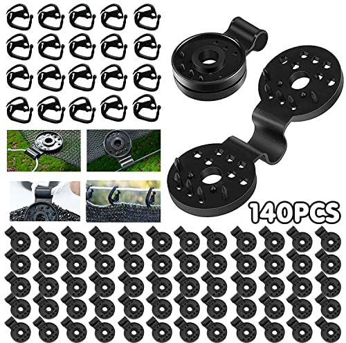 140 Pièces Clip Spécial Avec Œillet pour Toile Ombrage, Fixation Brise Vue, Clips en Plastique Ronds pour Pare-Soleil