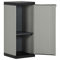 Homgoday Garten-Lagerschrank mit 1 Boden Werkzeugschrank Gartenschrank Beistellschrank Haushaltsschrank Balkonschrank Terrassenschrank Wetterfest Grau und Schwarz 35x40x85 cm