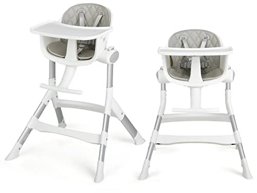 LIFEZEAL Baby Hochstuhl Höhenverstellbar, Kinderhochstuhl mit 5 Punkt Sicherheitsgurt & Fußstütze, Babystuhl mit Abnehmbarem Tablett & Sitzkissen, Baby Essstuhl Babyhochsitz für 6-36 Monate