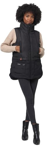MARIKOO Damen Winter Steppweste Übergang gesteppte Weste warm Fleece B958 [B958-Kira-Schwarz-Gr.L]