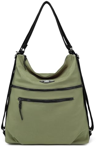 Travistar Damen Rucksack Tasche 2 in 1 - Handtasche Rucksacktasche Groß Damen Umhängetasche Wasserdicht Nylon Schultertasche Hobo Bag Crossbody Bag für Schule Shopping Reisen sportlich