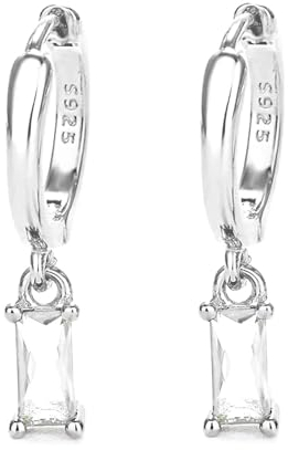Ohrringe Silber 925 creolen mit grünem Zirkon Tropfen, creolen silber 925 klein für Frauen tropfen ohrringe hypoallergener Schmuck für Männer 2PCS