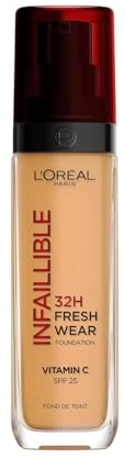 L'Oréal Paris Make-up, Wasserfest und langanhaltend, Flüssige Foundation mit LSF 25, Infaillible 32H Fresh Wear Make-up, 315 Warm, 30 ml