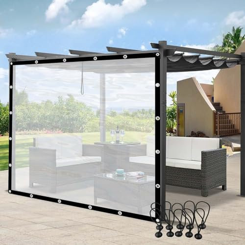 Lona Transparente Pérgola Cortinas Impermeable Lona Paneles Laterales, Antidesgarro A Prueba de Lluvia, para Patio, Porche POCHY(2.5x4m/8.2x13.12ft)