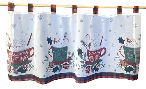 heimtexland ® Scheibengardine Weihnachten Advent Deko Gardine 45x120 Winter Wishes Fensterdekoration Schneeflocken Voile transparent Typ651