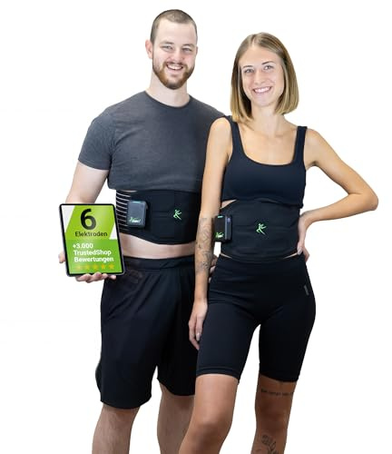 eaglefit Premium EMS-Belt 2.0 Bauchmuskeltrainer mit 6 Elektroden - Bauchgurt für Muskelaufbau & Muskelstimulation, Gürtel für Bauch & Rücken, Bauchtrainer, Rückengürtel Fitness - inkl. App & Powerbox