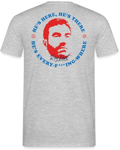 Spreadshirt Ted Lasso Roy Kent He's Here He's There Männer T-Shirt, 4XL, Grau meliert