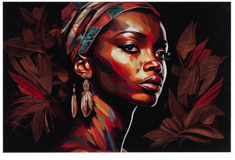 LOLAhome Bild Druck Braun und Rot Afrika auf Leinwand, gerahmt, 118 x 78 cm