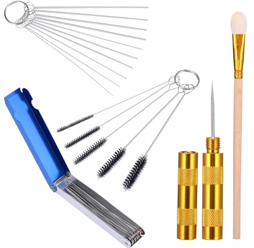 Carburetor Cleaner Set, Carb Cleaning Kit,13 Cleaning Wires Set, 5 Nylon Brushes Tool Kit,10 Cleaning Needles, 1 Sharp Pick, 1 Brush, Sharps Box for Needles for Carburetor, Airbrush, Spray Gun