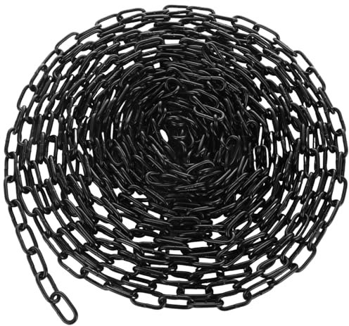 VIDETOL 15 Metres Length 304 Stainless Steel Chain, 3mm Heavy Duty Chain Links, Black Galvanized Steel Welded Link Chains Lift for Fence Gate, Garage Doors, Swing Chains and Bicycle Security Lock