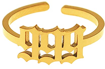 SANRLO Ring Lucky 111 222 333 444 555 666 777 888 999 Ringe für Damen, Glückszahl, verstellbar, Fingerringe, Schmuck, Geschenk, Size reference picture, Metall