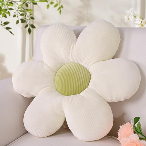 Yhoelata Blumenkissen Weiß, Sitzkissen Boden Aesthetic Zimmer Deko Bedroom, Ganseblumchen Deko Kissen Kinderzimmer, Preppy Room Decor, Sofa Kissen 38 cm