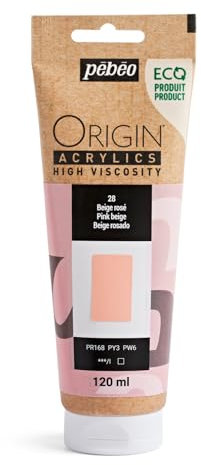 PEBEO - Origin Acrylics 120 ml - Vernice acrilica ecologica - Alta viscosità - Finitura opaca - Legante riciclato al 100% - Materie prime europee al 96% - Rosa Beige