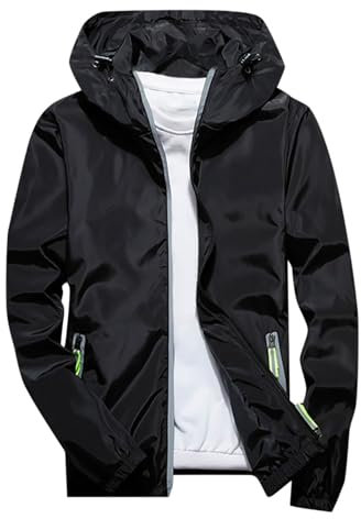 Veste Homme Impérmeable à Capuche Détails Réfléchissants - Coupe Vent Homme Résistant Léger Sport Running Pliable - Poncho Veste de Pluie Neige Homme Impermeable Voyage Fluo Hiver