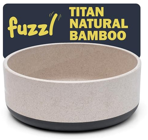 Fuzzl Titan Futternapf aus Bambus und Gummi, 22 cm, mit Ultra-Grip-Boden, grau, umweltfreundlich, antibakteriell, langlebig, ungiftig, Hundenapf, Wassernapf für mittelgroße und große Hunde