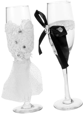 Amosfun Bicchieri Per Brindisi Nuziali - Set Da 2 - E - Eleganti Calici Da Vino - Ideali Per Le Celebrazioni