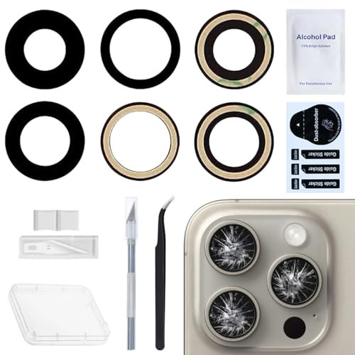 ZHUROUPU for iPhone 15 Pro Max Rear Back Camera Lens Glass Replacement with Pre-Installed Adhesive, Sapphire Glass Lens for iPhone 15 Pro Max 6.7 inch A3106 with Professional Repair Tools (2 Set)