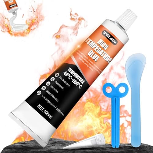 WEILAOK Colla Alte Temperature, Sigillante Alte Temperature, Silicone Alta Temperatura, Silicone Alte Temperature per Stufe per Ambienti ad Alta Temperatura Come Caminetti, Stufe, Scudi Termici e Forn