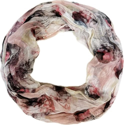 Jeamis Blumen Mandala Seide Loop Farbverlauf Frühling Rundschal Rainbow Unisex Sommer Leicht Schal Stola Dots (Blumen25A Rosa)
